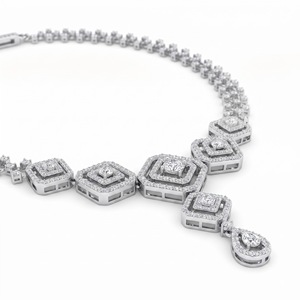 Collier unisexe classique en or plaqué or 18 carats avec diamant central taille poire, style vintage, bijoux de fiançailles, sertissage pavé - Product Image 6