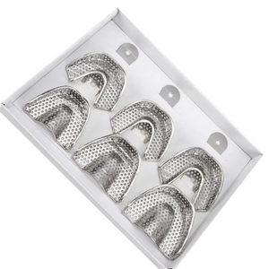Juego de 6 Bandejas de Impresión Dental Azicon - Bandejas de Impresión Oral Superiores e Inferiores Perforadas, Reutilizables y Autoclavables de Acero Inoxidable - Product Image 5