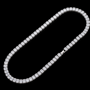 Trendy Baguette and Round Cut Moissanite <b>Statement</b> <b>Necklace</b> 925 Silver Silver Plated Channel Setting Unisex Luxury Party Jewelry - Product Image 2