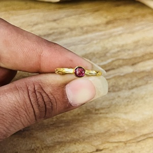 Latest High Demanding Minimalist Solitaire Garnet <b>Ring</b> Dainty Brass 18K Gold Plated Boho Wholesale <b>Statement</b> <b>Ring</b> For Women - Product Image 4