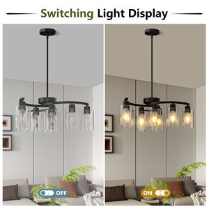 Lampadario a sospensione industriale moderno a 9 luci nero, regolabile in altezza, per isola cucina, stile rustico, per lampadari e luci a sospensione - Product Image 6