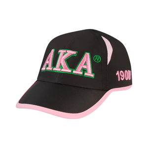 AKA Featherlite <b>Hat</b> Black Adjustable Baseball <b>Cap</b> with Pink & Green Embroidery Lightweight Sorority Fashion <b>Cap</b> - Product Image 1