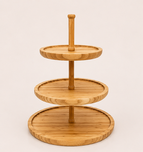 Custom 3-Tier Wooden Cake <b>Stand</b> & Wooden <b>Cupcake</b> Display Eco-Friendly Round Dessert Serving Tray for Weddings Parties - Product Image 4