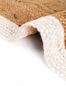 พรมรูปวงรีทำมือจากปอกระเจาธรรมชาติ ขอบสีขาว สไตล์บ้านไร่ โบโฮ - Product Image 4