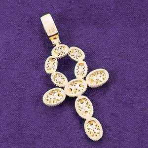 Pendentif Croix Ankh pour Homme en Argent Sterling 925, Style Hip Hop Iced Out, Moissanite Couleur GRA D, Passe le Testeur de Diamant - Product Image 1