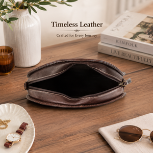 Handcrafted Genuine Leather Round Sling Bag for Women Floral Tooled Crossbody Purse Vintage Western Boho Shoulder <b>Handbag</b> <b>Medium</b> - Product Image 4