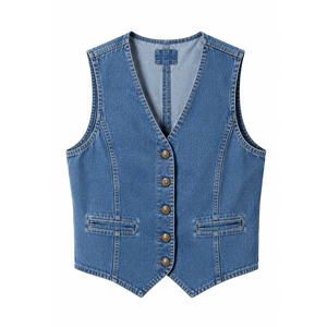 Gilet en jean délavé pour femme OEM avec ourlet effiloché, approvisionnement en gros pour boutiques indépendantes de denim - Product Image 6