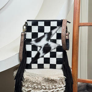 Personalized Genuine Cowhide Leather Crossbody Bag Luxury Design Shoulder Bag for Women's New Style checkered Pattern Handbag - Product Image 4