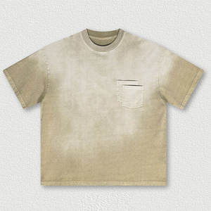 เสื้อยืดคอตตอนสีดำทรงโอเวอร์ไซส์ ดีไซน์ชายเสื้อแบบดิสเทรส คอกลม สำหรับผู้ชาย สวมใส่สบายๆ - Product Image 5
