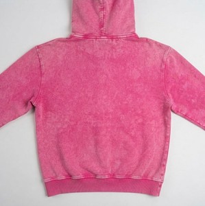 เสื้อฮู้ดดี้สีชมพูสดแบบยูนิเซ็กซ์ ล้างสีแบบแอซิดวอช ซิปยาวเต็มตัว สไตล์วินเทจ ทำสีซีดแบบดิสเทรส ผ้าฝ้ายฟลีซ 100% เสื้อคลุมกันหนาว สกรีนโลโก้ได้ตามต้องการ เสื้อฮู้ดดี้ผู้ชายสำหรับใส่ในฤดูใบไม้ร่วง - Product Image 3