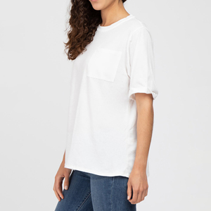 Factory Direct Sale Plus Size Solid Color Custom LOGO Embroidery Short Sleeve Lapel Front Pocket Loose Casual Running Women Tees - Product Image 3