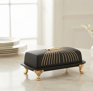 Plateau à beurre en acier inoxydable fait main, design artisanal, forme personnalisée, finition noire, plateau à beurre, assiette de table - Product Image 1