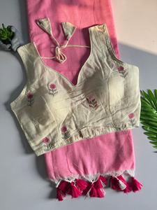 Embroidered <b>Silk</b> Saree Blouse for Women Ethnic <b>Vest</b> Crop <b>Top</b> Digital Printing Regular Fit Party Wear India Pakistan - Product Image 4