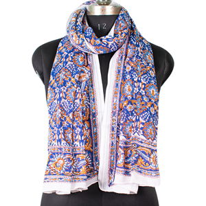 Eco-Friendly 100% Pure Cotton Multi-Color Lightweight Reversible Long Scarf Natural Dyes Hand Block Print Soft Mulmul <b>Sarong</b> - Product Image 5