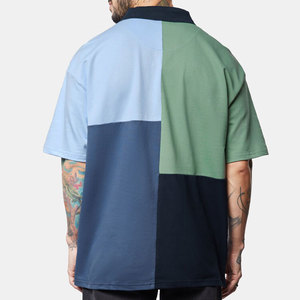Polo de Algodón con Bloques de Color para Hombre, Manga Corta, Estilo Casual Oversize, Ropa de Moda para Adultos - Product Image 3