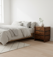 Table de chevet moderne et écologique en bois de manguier massif à 3 tiroirs, pliable et gonflable, pour chambre à coucher, usage domestique