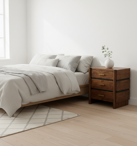 โต๊ะข้างเตียงไม้มะม่วงแท้ 3 ลิ้นชัก ดีไซน์ทันสมัย เป็นมิตรกับสิ่งแวดล้อม พับเก็บได้ ใช้เป็นเฟอร์นิเจอร์ห้องนอนสำหรับใช้ในบ้าน - Product Image 5