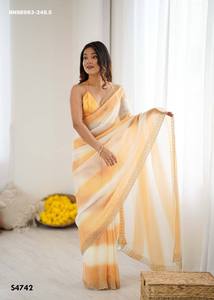 Magnifique collection de sarees et chemisiers en satin de qualité supérieure avec des travaux de diamants Zarkan, vêtements ethniques pour femmes - Product Image 6