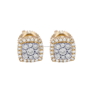 0.30 Ct Natural Brilliant Cut Diamond Square Cluster <b>Stud</b> <b>Earrings</b> 10k Solid Gold Minimalist Luxury Women Gift Party Wedding - Product Image 3