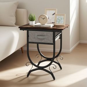 Living Room Console <b>Table</b> with Fabric <b>Drawer</b> and Carved Metal Frame Elegant <b>Side</b> <b>Table</b> - Product Image 2