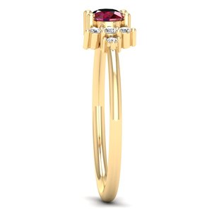 Nouvelle arrivée REYES, bague de fiançailles en argent sterling 925 avec rubis ovale de 0,5 carat et moissanite, bijoux de mariage délicats pour femmes - Product Image 3