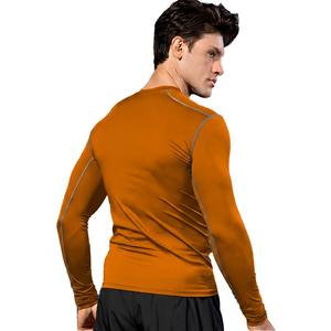 Camiseta Deportiva para Hombre, Negra, Manga Larga, Cuello Redondo, Compresión, Transpirable, Ecológica, Secado Rápido, Color Sólido, Ajuste Ceñido, para Todas las Temporadas - Product Image 4