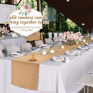 Chemin de table en toile de jute 100% naturel, écologique, durable, biodégradable, largeur 12 x 43 pouces, pour décorations de table de mariage et de fête - Product Image 2