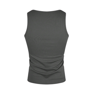 Men's Ribbed Cotton Quick Dry Breathable Muscle Fit <b>Workout</b> <b>Tank</b> <b>Top</b> 180g O-Neck Silk Screen Printed Streetwear Gym Wear - Product Image 2