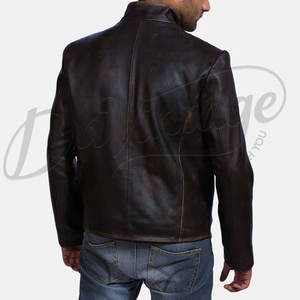 Chaqueta de Cuero Marrón Oscuro para Hombre, Estilo Vintage con Botones, Piel de Oveja Auténtica, Corte Ajustado, Abrigo Informal para Otoño e Invierno - Product Image 4