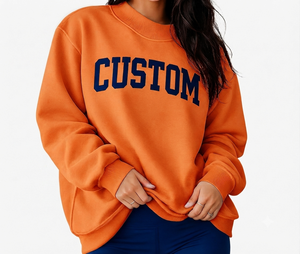 เสื้อสเวตเชิ้ตคอเต่าทรงหลวมสไตล์สตรีทแวร์สำหรับผู้หญิง ตกแต่งด้วยตัวอักษรปักด้านหน้า สีส้ม ใส่ได้ทุกฤดู - Product Image 1