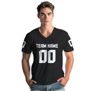 Camiseta de Fútbol Americano Personalizada para Hombre, Cuello en V, Manga Corta, Impresión del Nombre del Equipo, Transpirable, 100% Poliéster, Corte Regular, Adulto - Product Image 1