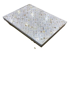 Mesa auxiliar con Incrustaciones de nácar hecha a mano de lujo, mesa auxiliar con patrón Floral personalizado para decoración elegante para dormitorio y sala de estar - Product Image 2