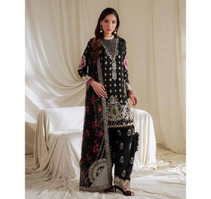 Ssumaira <b>Present</b> Omara festive <b>eid</b> collection by Nureh Embroidered Embellished silk & chiffon jacquard collection Anarkali - Product Image 2