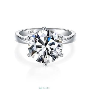 Bagues de fiançailles personnalisables couleur classique platine premium - Bague en diamant argent blanc pour femme Glosbe - Product Image 2
