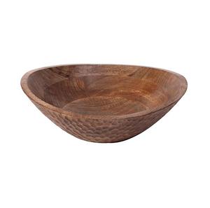 Bol de service rond en bois de couleur brun foncé, design classique, écologique, fabriqué à la main, pour la table à manger à la maison, les dîners de mariage, les collations - Product Image 6