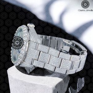 Charm_Jewells Luxury Stainless Steel <b>Watch</b> Round Case 40mm Analog Quartz Sapphire Crystal Hollow Out Design Women Fashion - Product Image 4