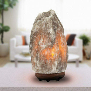 Lampe de Sel de l'Himalaya Grise en Pierre de Cristal Naturelle, Veilleuse pour la Décoration Intérieure, Idéale pour la Chambre, le Salon et les Présentoirs - Product Image 3