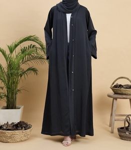 New Style Modest Abaya Robe Islamic Clothing Front Open Muslim Women Long Dress Polyester floral V Neck - Product Image 1