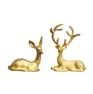 Reno navideño decorativo de aluminio con base de madera, diseño moderno, hecho a mano, para decoración de mesa de salón. - Product Image 3