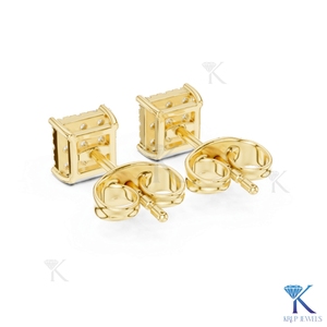 Boucles d'oreilles clous carrées en diamant de laboratoire, grappe de 9 pierres en grille, or massif 14K 18K, bijoux pour femmes et hommes, mariage, fête, mariée - Product Image 6
