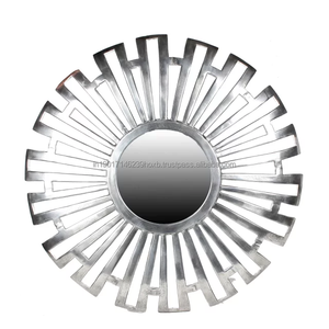 Rounded Metal Design <b>Wall</b> <b>Mirror</b> Indoor Decor Highly Theme Design Classic Modern <b>Silver</b> <b>Mirror</b> With Multiple Finishing Designs - Product Image 1