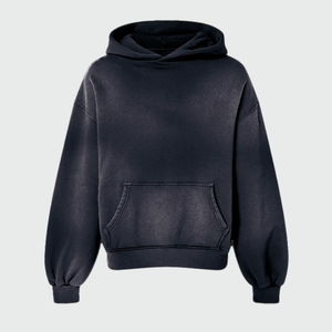 Sudadera con capucha de invierno efecto desgastado, con logo estampado de pedrería completa, estilo vintage, peso pesado, lavado ácido, 100% algodón - Product Image 3