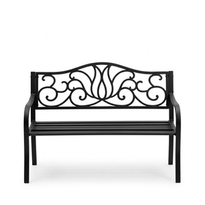 Weatherproof Powder Coated Wrought Iron European Design KHP Park <b>Bench</b> Custom Hand Forged <b>Metal</b> Garden Long Chair 2-Seater - Product Image 1