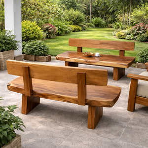 Banco de Madera Maciza de Suar Exclusivo al por Mayor, Estilo Rústico Contemporáneo con Borde Natural, Hecho a Mano, Ecológico, Duradero, para Interiores y Exteriores - Product Image 3