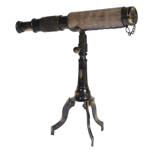 Télescope astronomique vintage en laiton sur trépied avec poignée en cuir, jumelles fonctionnelles pour la randonnée, les voyages, la navigation nautique et les activités de plein air - Product Image 2