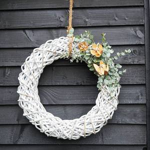 Wholesale Handcrafted Woven White <b>Christmas</b> <b>Wreath</b>, Natural Rattan Hanging Circle with Floral <b>for</b> Home Wall - Product Image 2