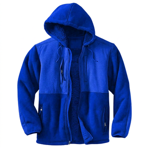 Chaqueta de Forro Polar con Capucha para Hombre, Cuello Alto, Logotipo Frontal, 100% Algodón, Cierre de Cremallera, Resistente al Viento, Corte Regular, para Otoño - Product Image 5