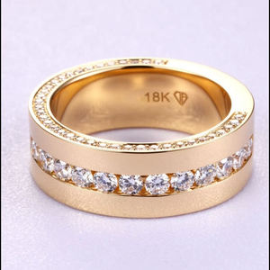 Anillo de Compromiso y Matrimonio para Mujer, Chapado en Oro Amarillo de 18K, con Diamante Natural, Corte Brillante Redondo, Color G, Certificado IGI - Product Image 4