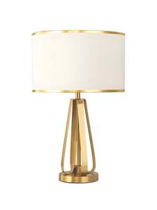Lámpara de noche, lámpara con base dorada, lámpara con pantalla blanca, lámpara de escritorio, lámpara de mesa de estudio, iluminación decorativa para el hogar - Product Image 2