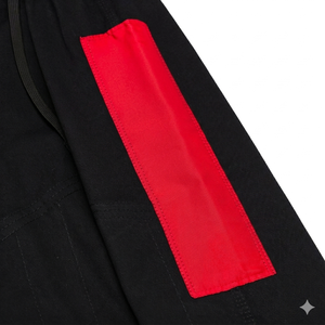 Kimono de Jiu-Jitsu Negro Personalizado con Paneles Rojos y Blancos, Uniforme de Artes Marciales Unisex para Adultos, Corte Regular, 100% Algodón - Product Image 6